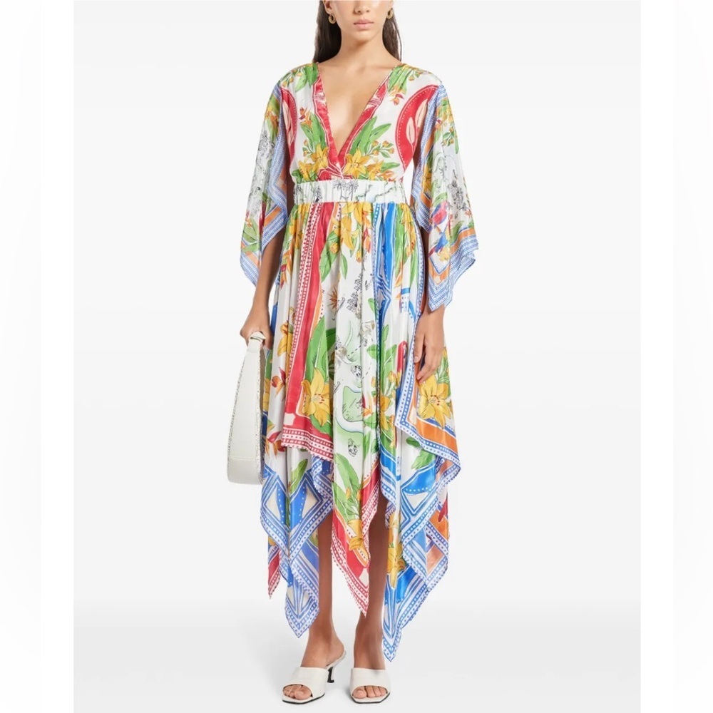 NWT FARM Rio Tropical Destination Kimono Sleeve midi dress